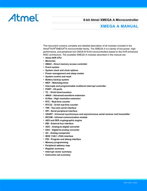 xmegla|Atmel AVR XMEGA A Manual .